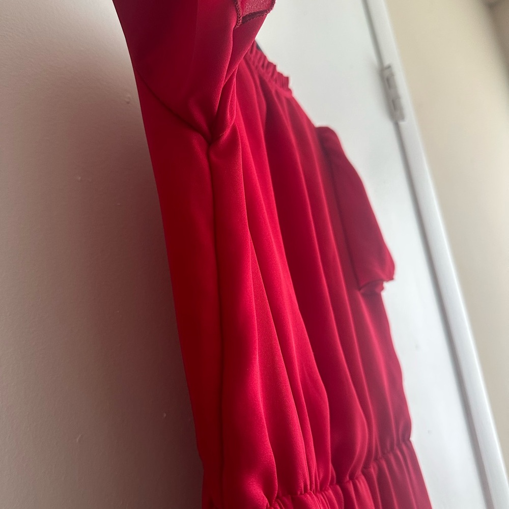 Chic Red Ruffle Dress - Picture 4 of 5